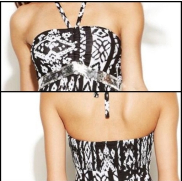 INC black white embellished ikat tribal print maxi dress 2x NWT - Picture 2 of 10